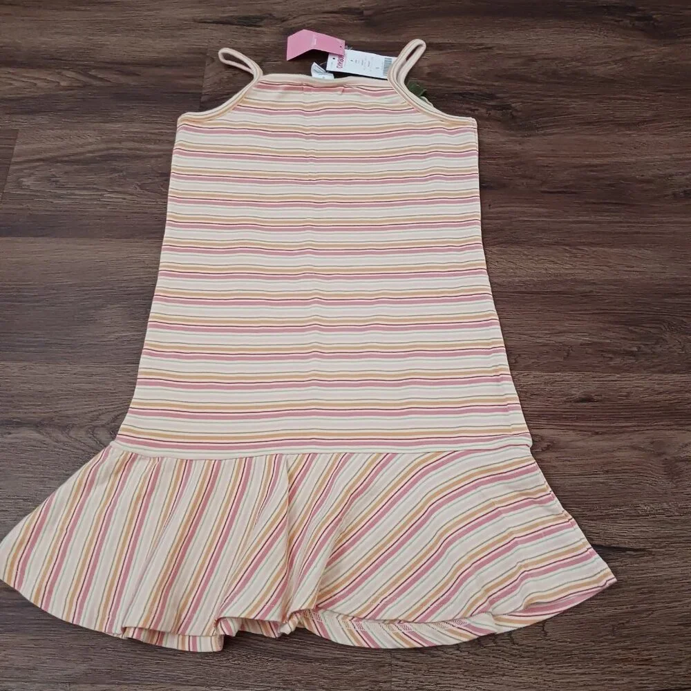 New 2005 Gymboree Aloha Wahine Striped Tank Dress sz‎ 9 Flower Ruffle Drop Waist